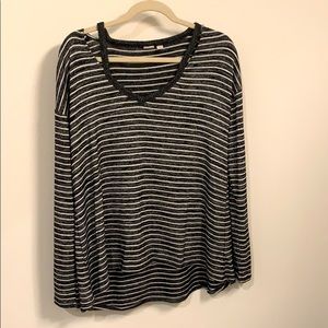 Gap Heathered Grey/White Stripe Sweater